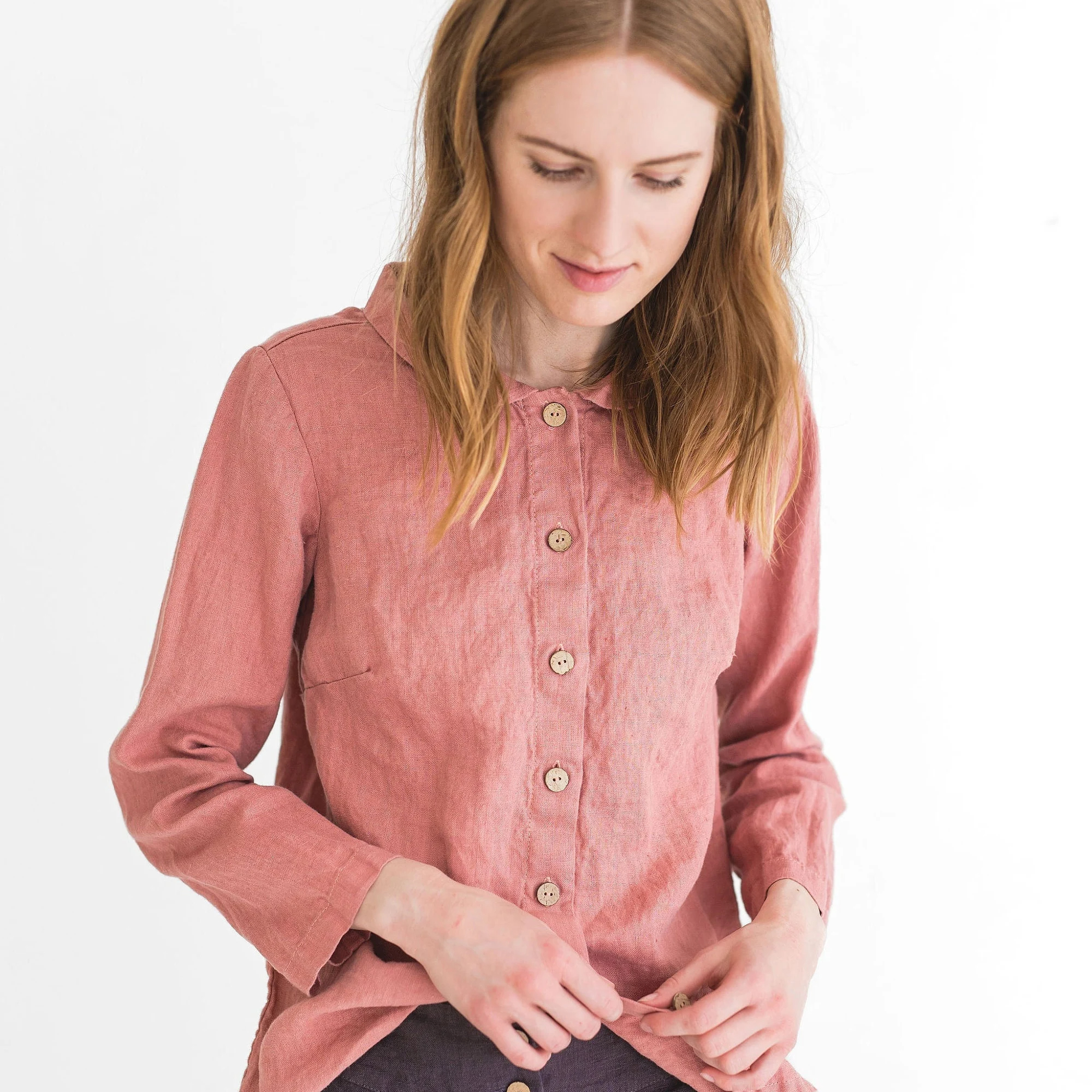 Women's Linen Peter Pan Collar Shirt - Image 5
