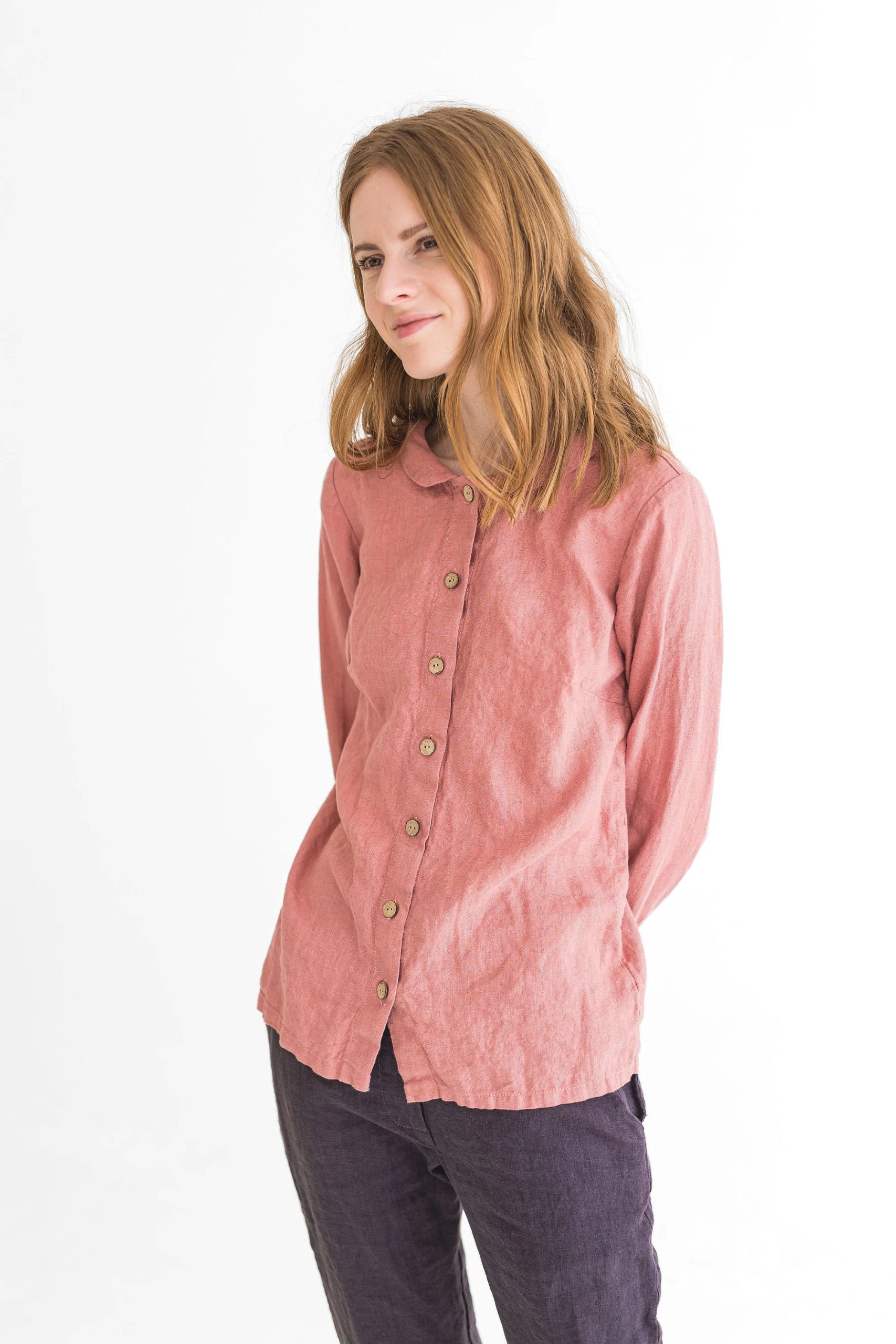 Women's Linen Peter Pan Collar Shirt