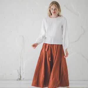 Women's Linen Tie-Waist Maxi Skirt