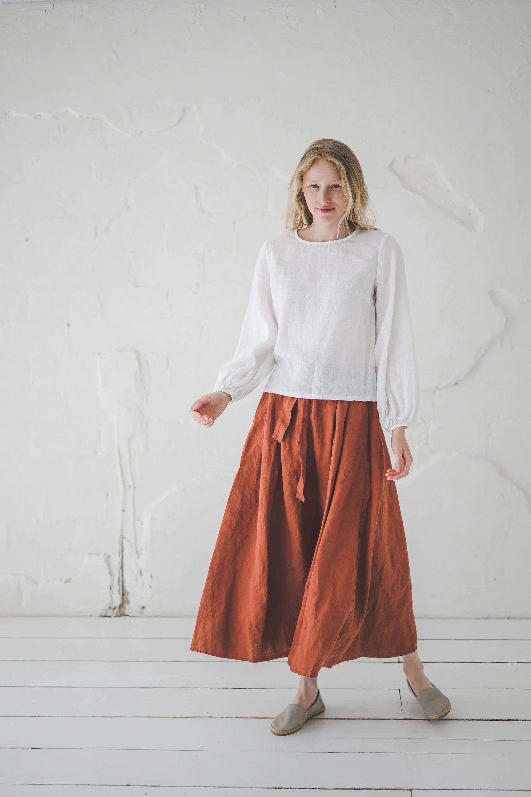 Women's Linen Tie-Waist Maxi Skirt