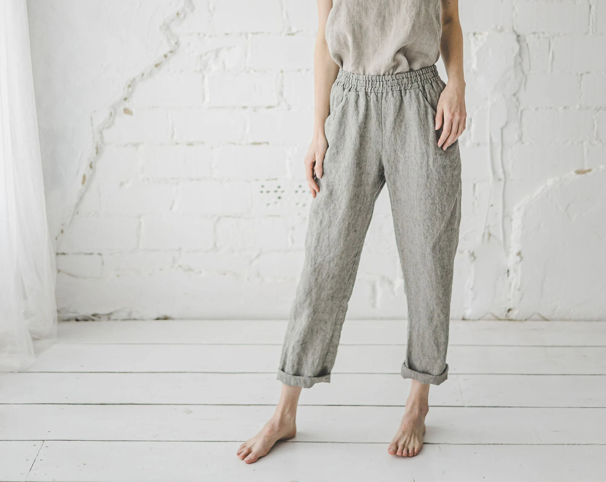Women's Linen Striped Harem Pants