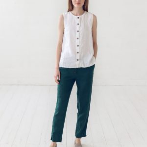 Women's linen cropped trousers