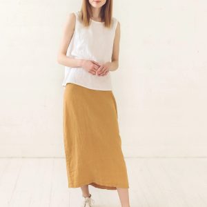 Women's elegant linen long skirt