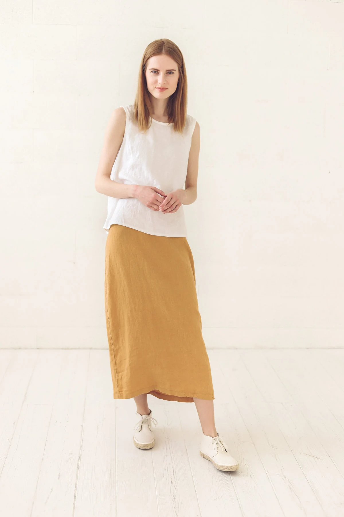 Women's elegant linen long skirt