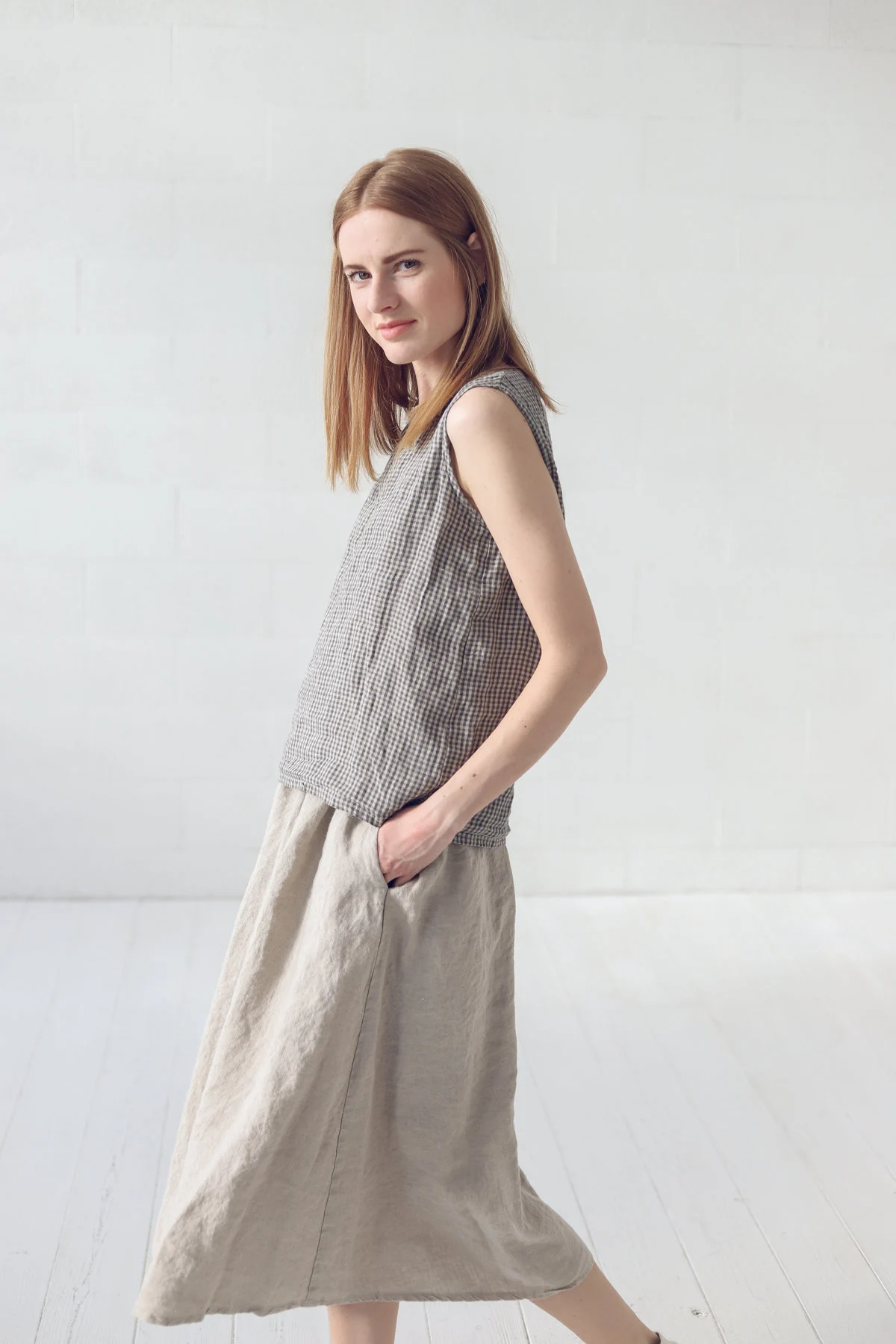 Women's Linen Plaid Vest - Image 4