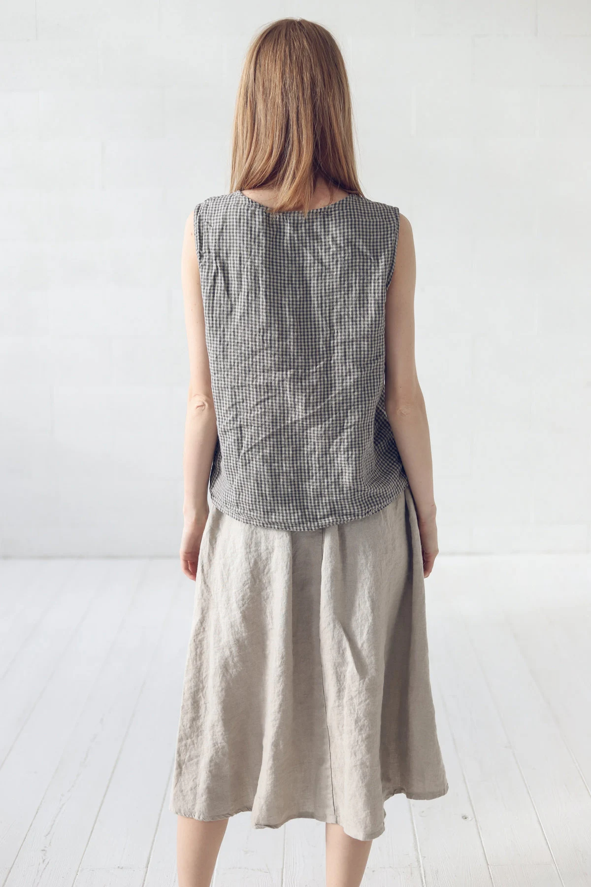 Women's Linen Plaid Vest - Image 3