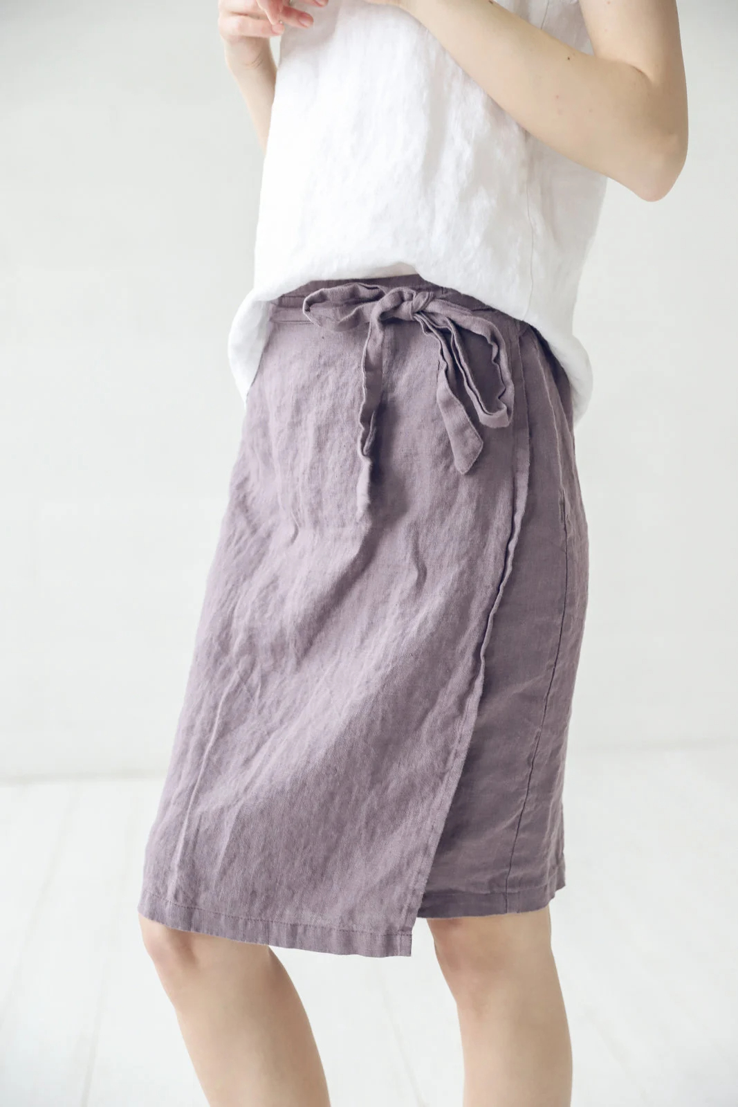 Women's Linen Wrap Midi Skirt - Image 3