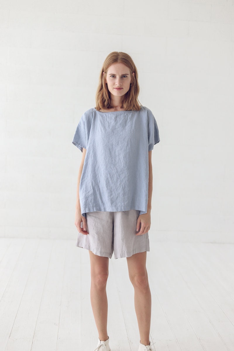 Women's linen loose short-sleeved top