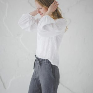 Women's Linen Puff Sleeve Shirt