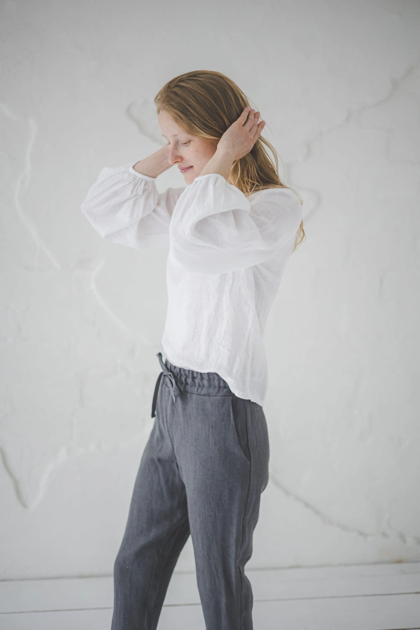 Women's Linen Puff Sleeve Shirt