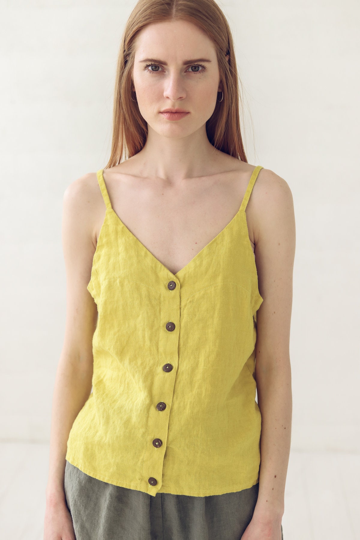Women's Linen Button Front Camisole