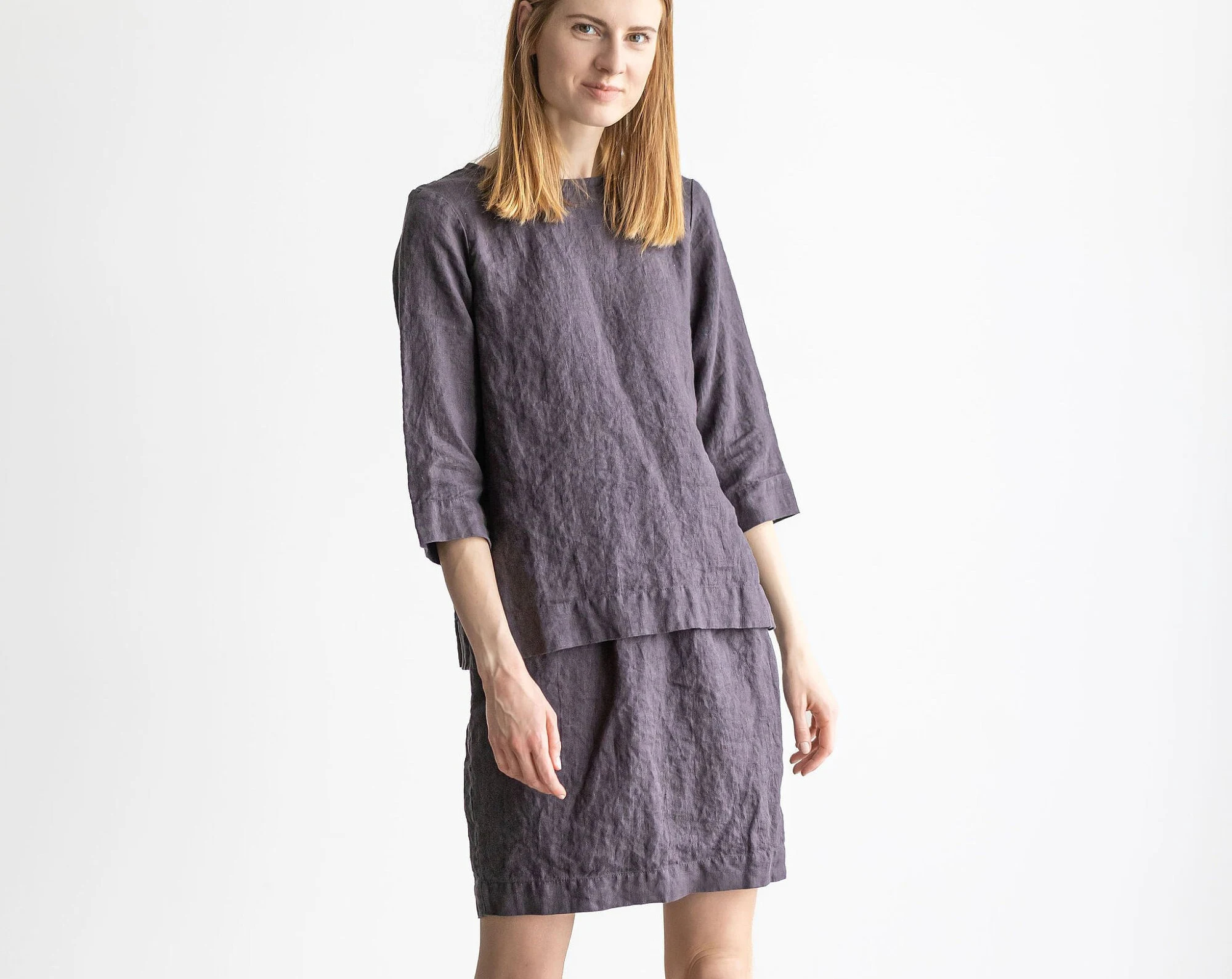 Women's Linen Elastic Waist Midi Skirt