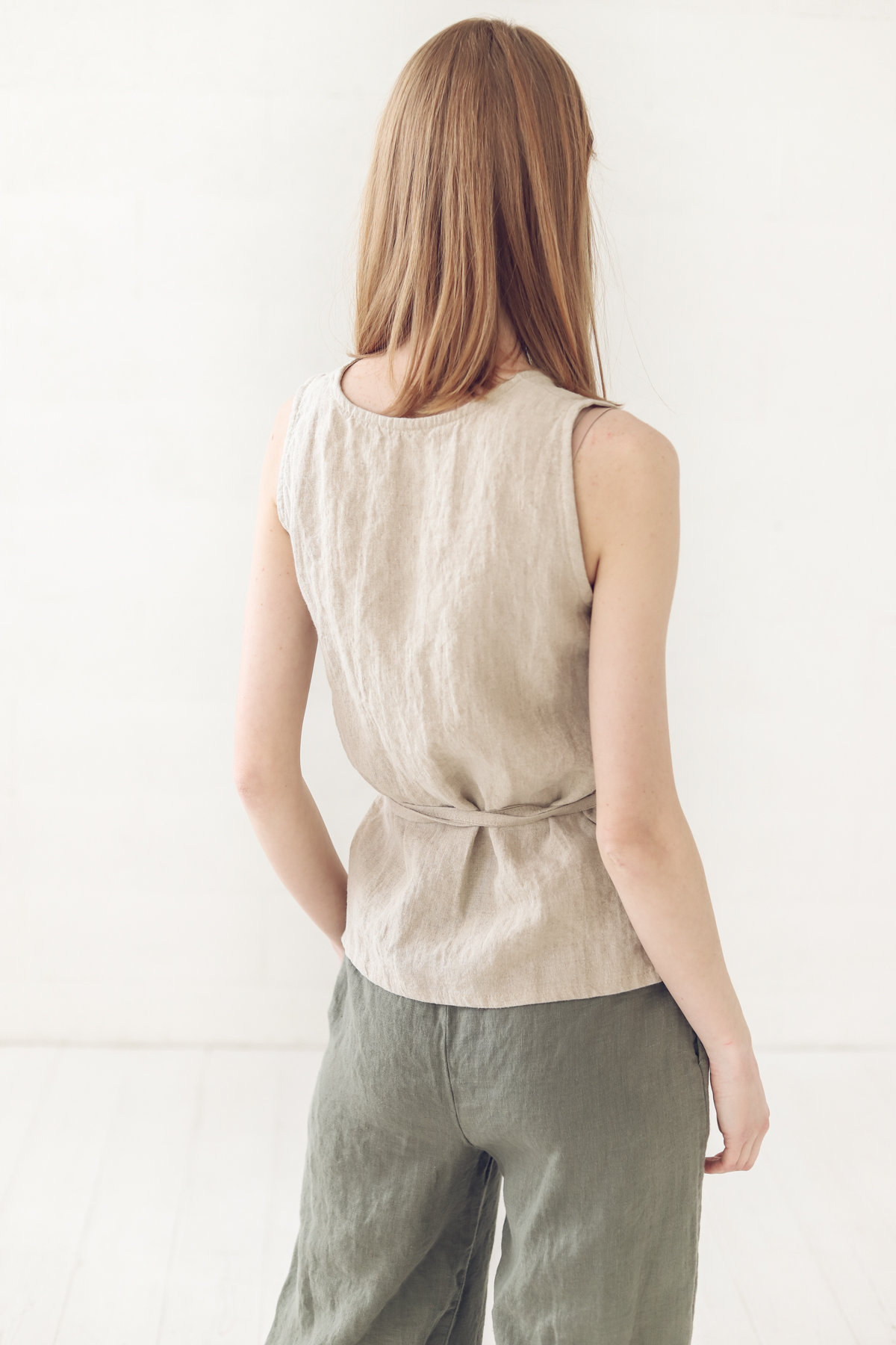 Women's Linen Wrap Vest - Image 4